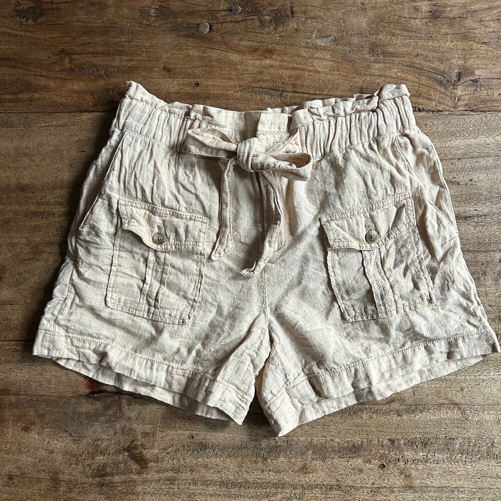 Anthropologie Elevenses Shorts Womens SIZE SMALL Tan Beige Brown Drawstring EUC